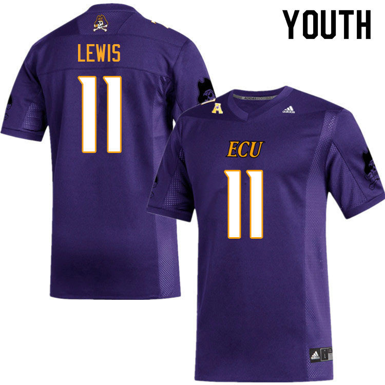 Youth #11 Jeremy Lewis ECU Pirates College Football Jerseys Sale-Purple